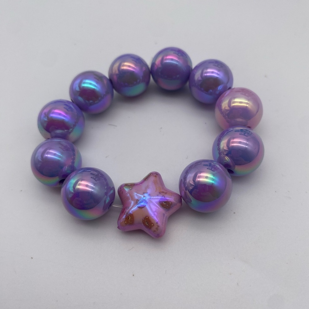 Purple Beaded Bracelet with Star Charm